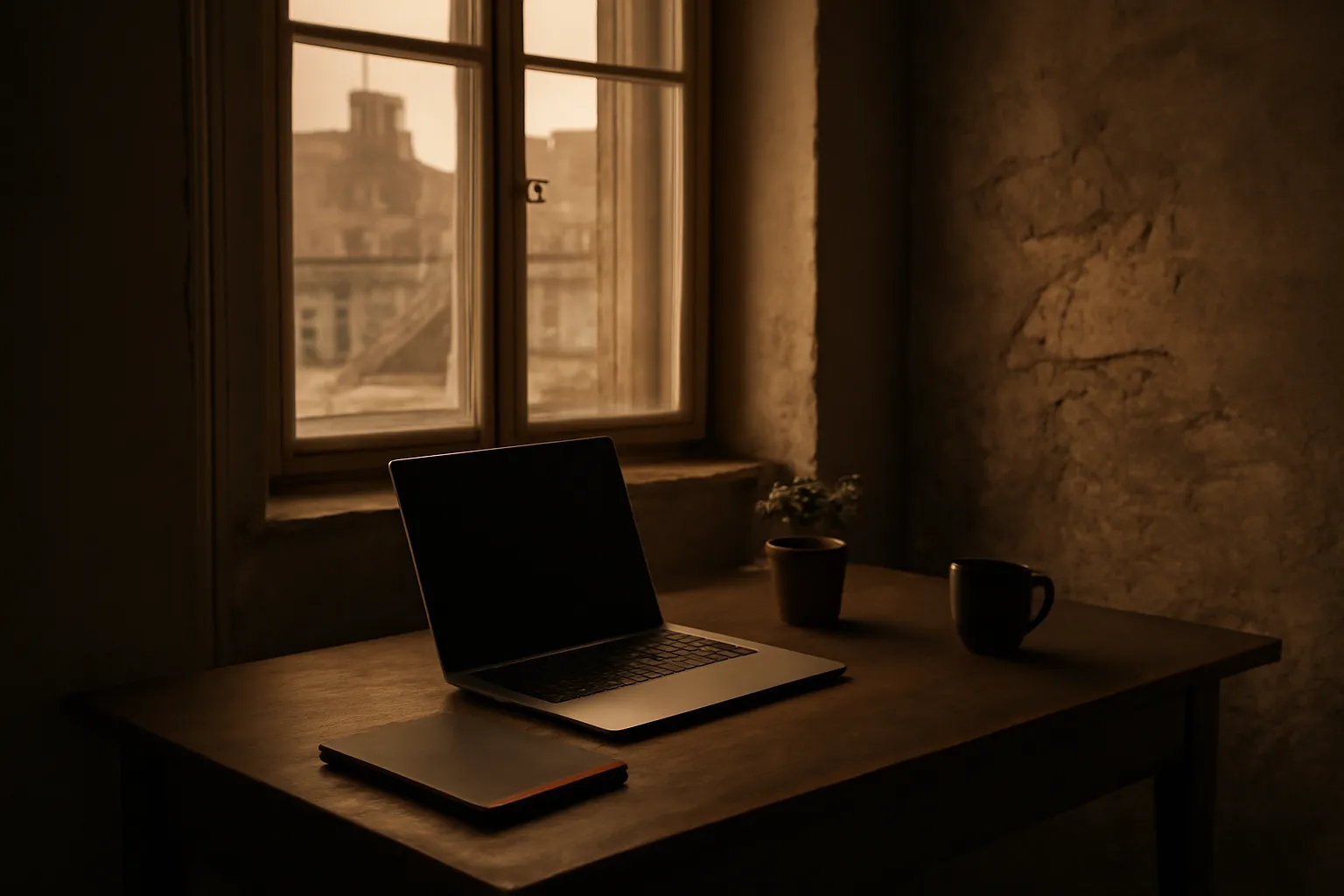 Prague workspace, wide shot