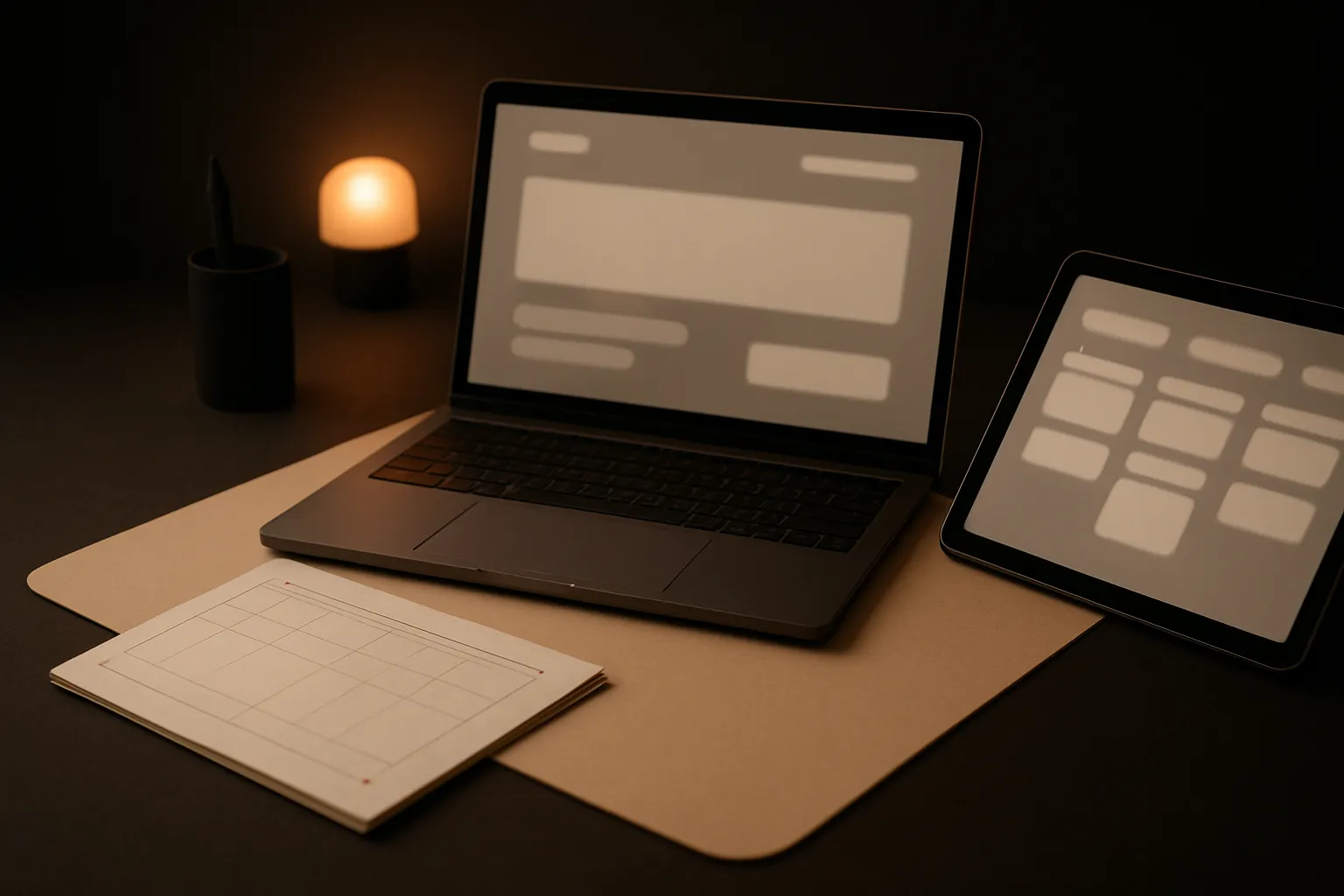 Interface and workspace composite on a light plate