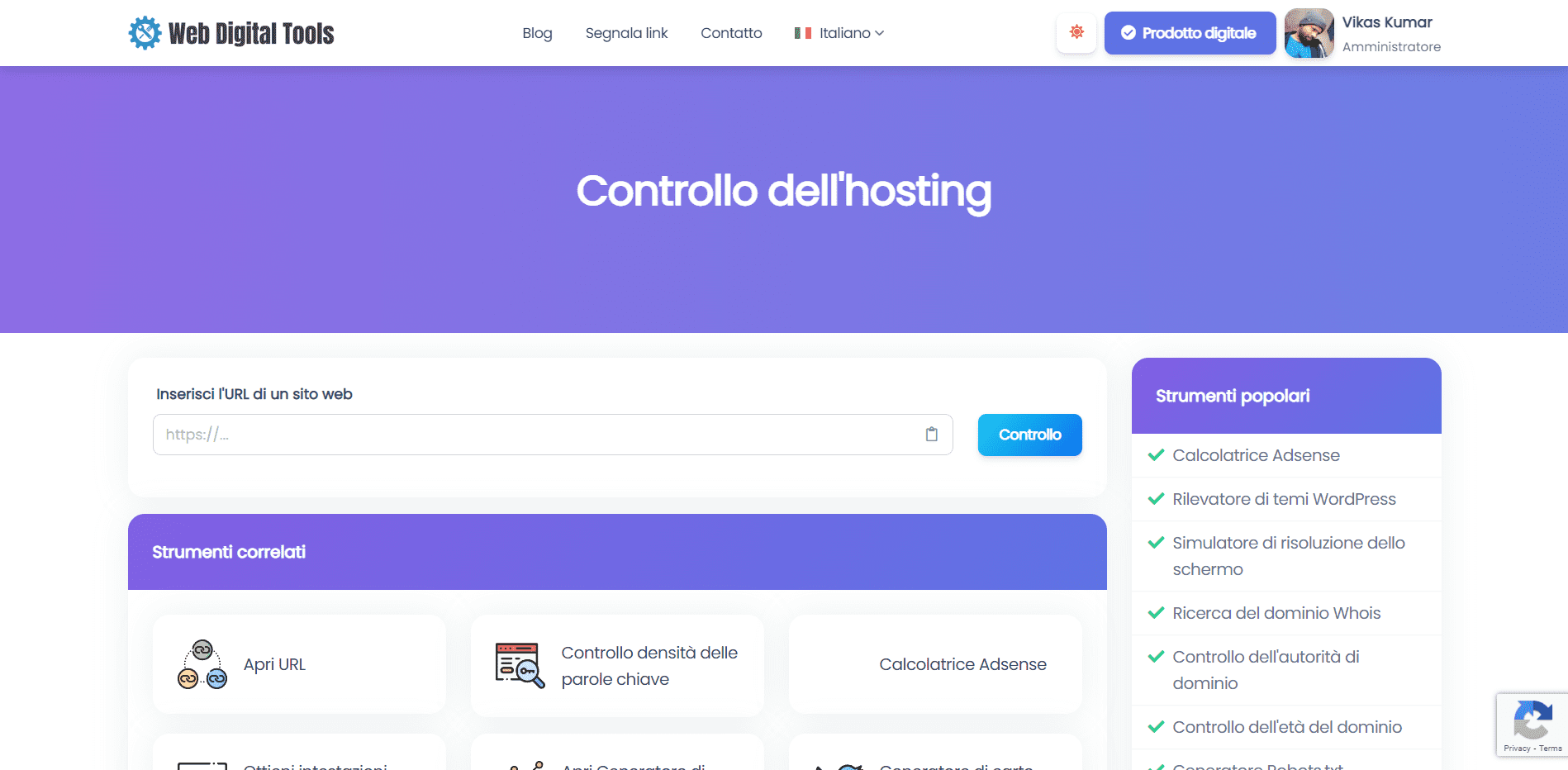 Controllo dell'hosting