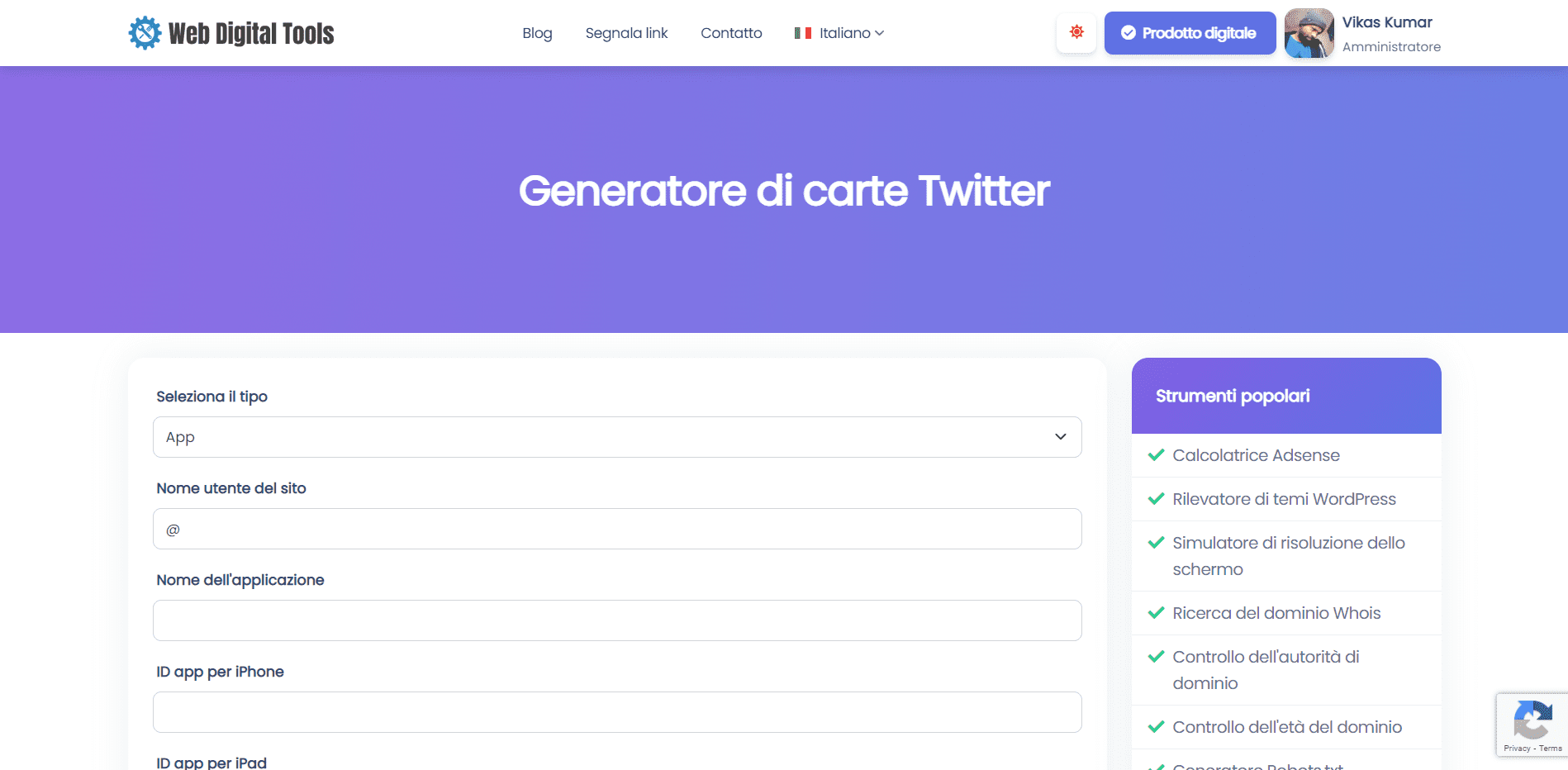 Generatore di carte Twitter