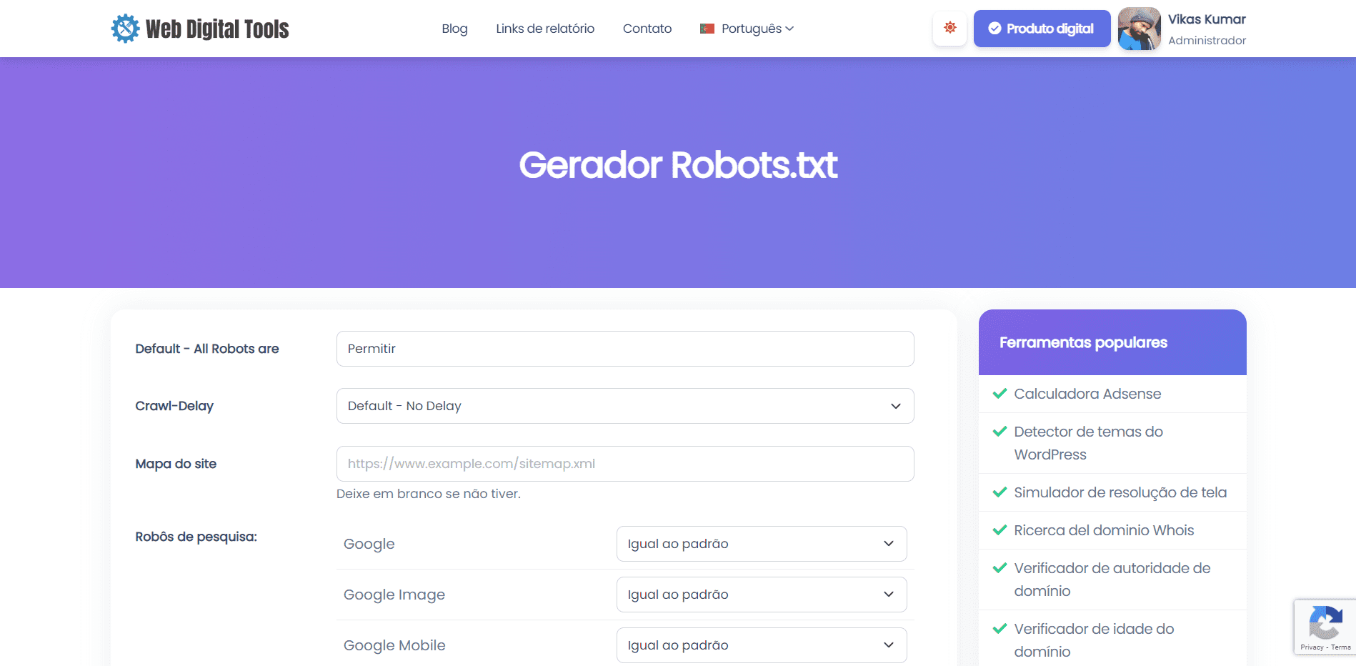 Gerador Robots.txt