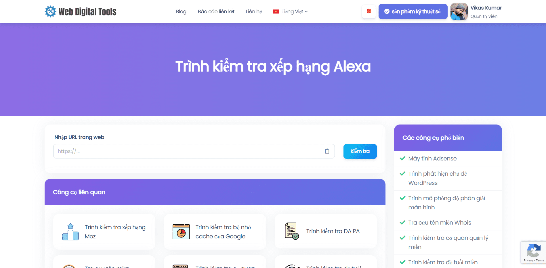 Trình kiểm tra xếp hạng Alexa