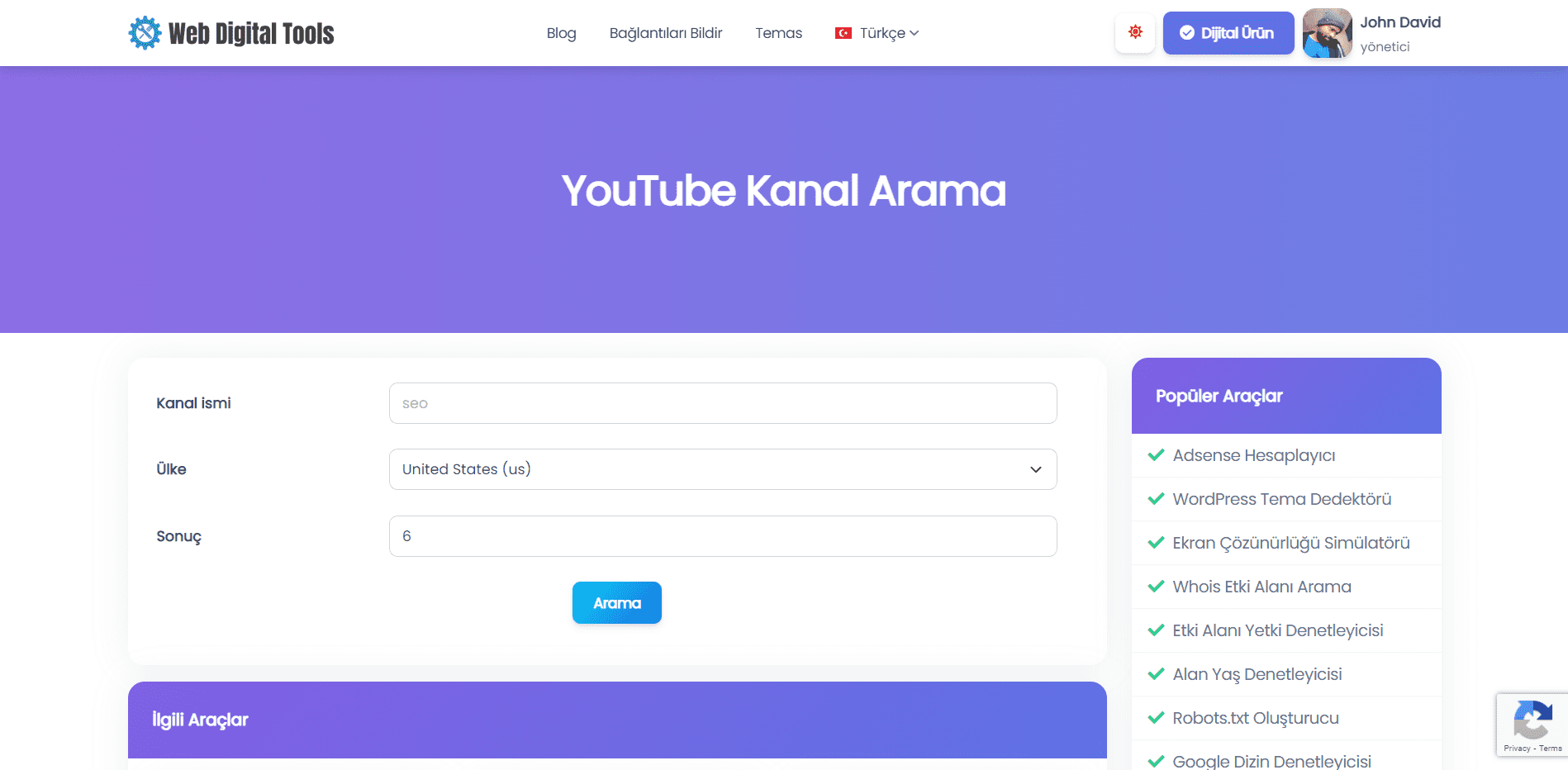 YouTube Kanal Arama